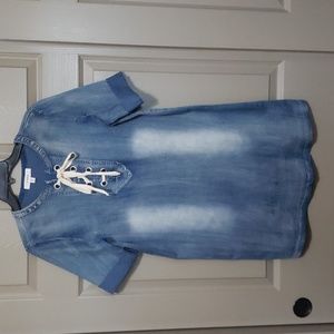 BD Collection lace up neck pinned cuffed stretch dress size medium